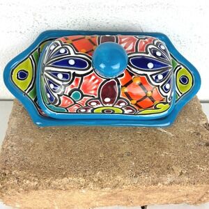 Unbranded Multicolor Talavera Butter Dish - OS - Hand Painted Lead Free Boho Art